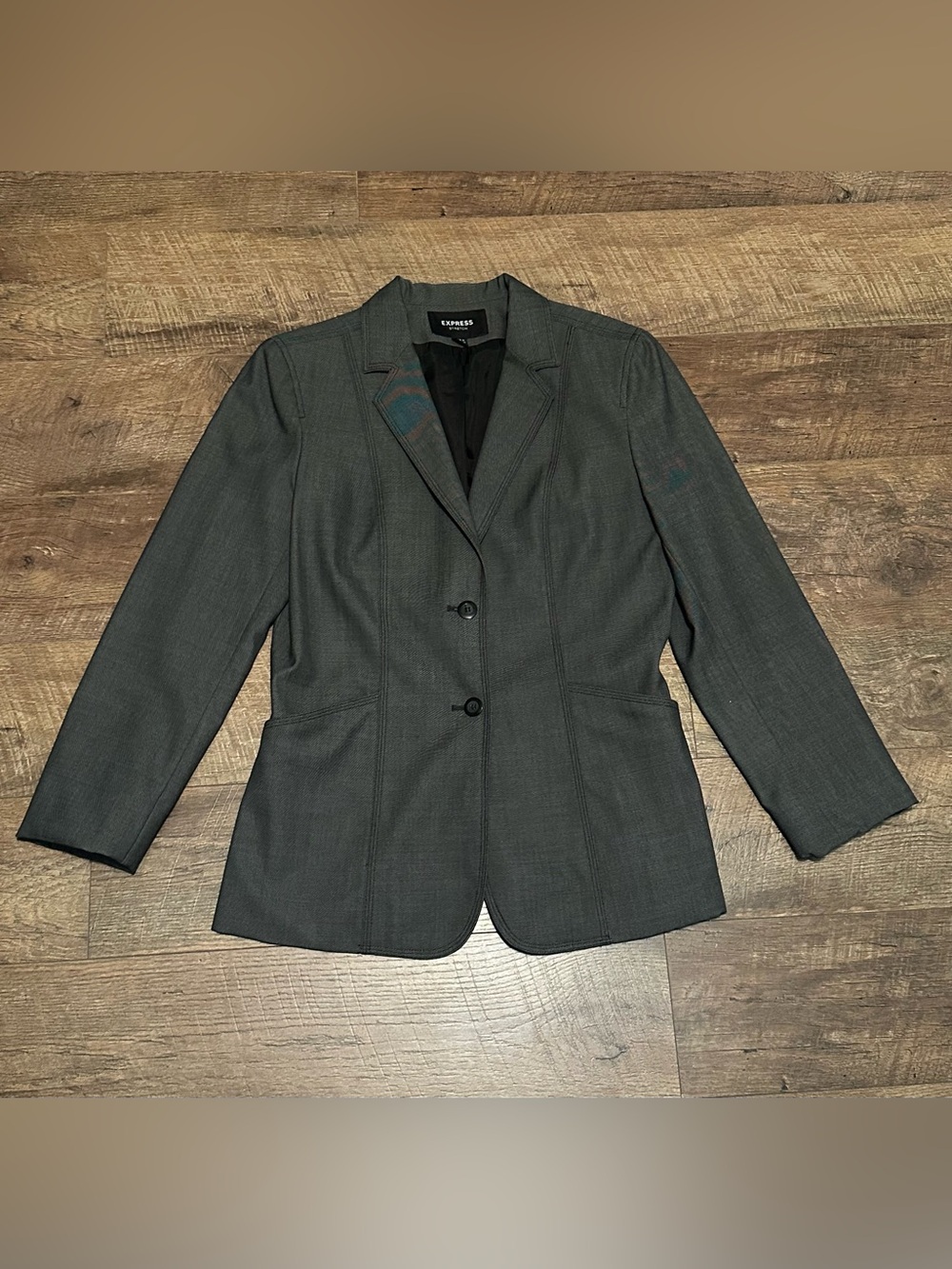 Express Gray Two-Button Tailored Blazer Jacket
